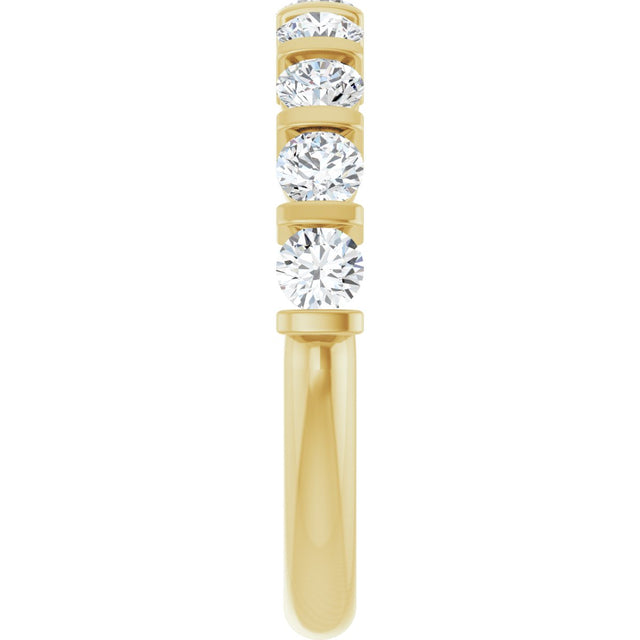10K Gold Round Lab-Grown Diamond Bar Channel-Set Anniversary Band – 9/10–1 1/3 CTW - Yellow Gold - view 4