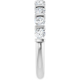10K Gold Round Natural Diamond Bar Channel-Set Anniversary Band – 3/4–1 1/2 CTW - White Gold - view 4