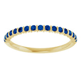 14K Gold Round Natural Blue Sapphire Bar Channel-Set Anniversary Band - Yellow Gold - view 3
