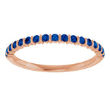 14K Gold Round Natural Blue Sapphire Bar Channel-Set Anniversary Band - Rose Gold - view 3