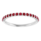 Platinum Round Natural Red Ruby Bar Channel-Set Anniversary Band - view 3