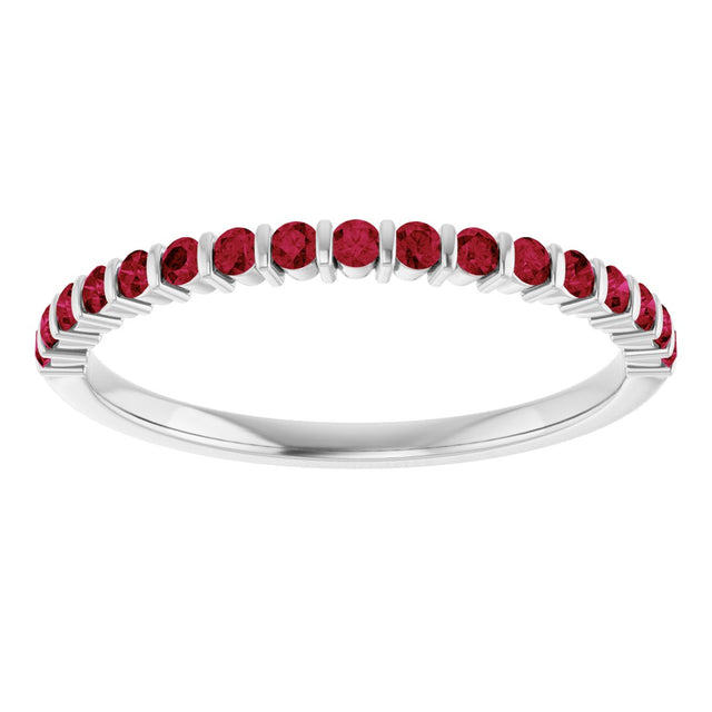 Platinum Round Lab-Grown Red Ruby Bar Channel-Set Anniversary Band - view 3