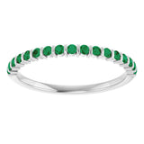 Platinum Round Lab-Grown Green Emerald Bar Channel-Set Anniversary Band - view 3