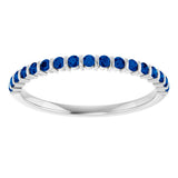 Platinum Round Lab-Grown Blue Sapphire Bar Channel-Set Anniversary Band - view 3
