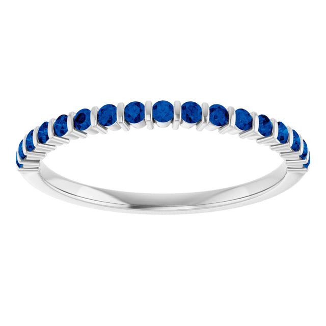 Platinum Round Lab-Grown Blue Sapphire Bar Channel-Set Anniversary Band - view 3