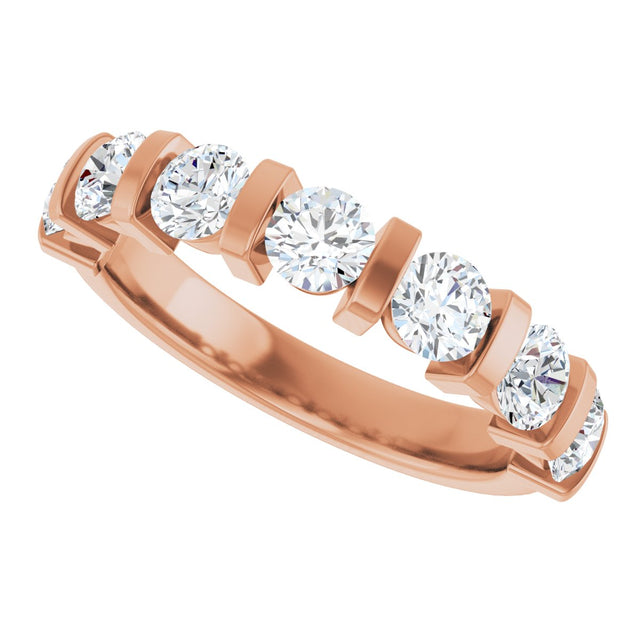 10K Gold Round Lab-Grown Diamond Bar Channel-Set Anniversary Band – 9/10–1 1/3 CTW - Rose Gold - view 5