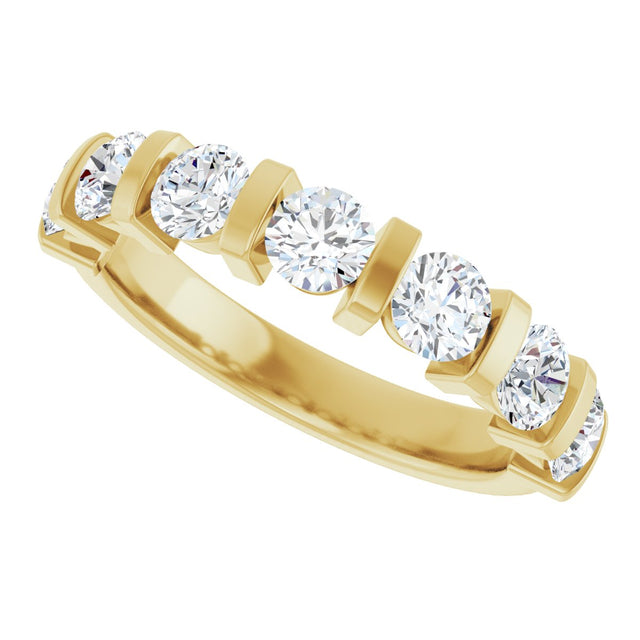 10K Gold Round Lab-Grown Diamond Bar Channel-Set Anniversary Band – 9/10–1 1/3 CTW - Yellow Gold - view 5