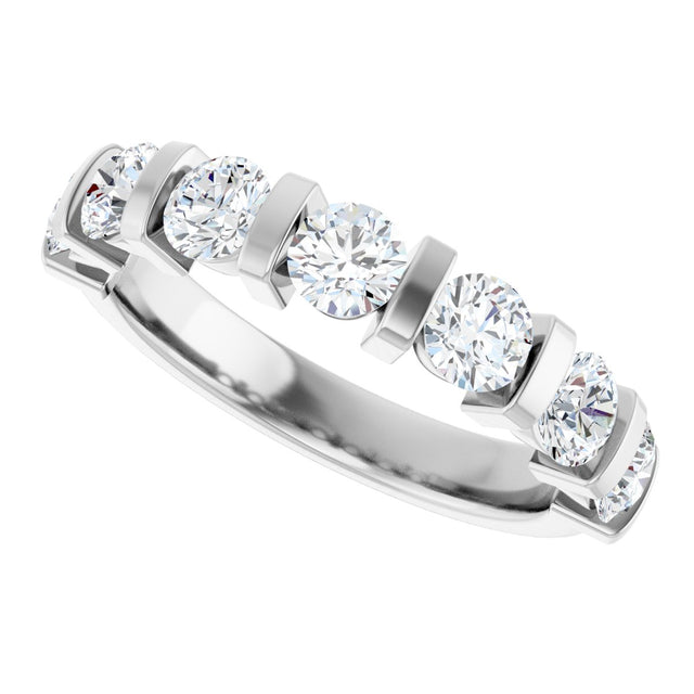10K Gold Round Lab-Grown Diamond Bar Channel-Set Anniversary Band – 9/10–1 1/3 CTW - White Gold - view 5