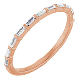 14K Gold Straight Baguette Natural Diamond Bar Channel-Set Anniversary Band – 2.5x1 mm Stones - Rose Gold