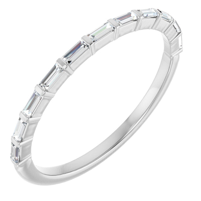 14K Gold Straight Baguette Lab-Grown Diamond Bar Channel-Set Anniversary Band – 2.5x1 mm Stones - White Gold