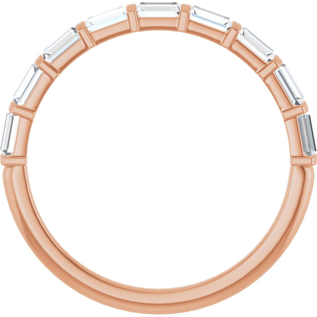 10K Gold Straight Baguette Lab-Grown Diamond Bar Channel-Set Anniversary Band – 1/5–1/2 CTW - Rose Gold - view 2