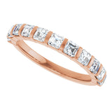 14K Gold Asscher Natural Diamond Bar Channel-Set Anniversary Band – 5/8–1 3/8 CTW - Rose Gold - view 5