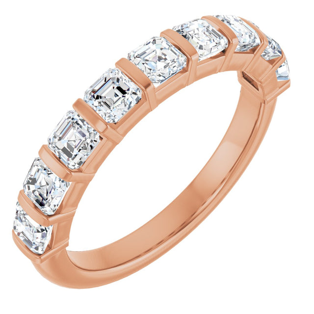 14K Gold Asscher Lab-Grown Diamond Bar Channel-Set Anniversary Band – 5/8–1 1/3 CTW - Rose Gold