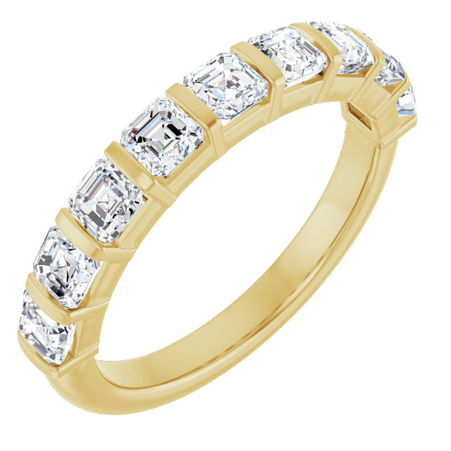 14K Gold Asscher Lab-Grown Diamond Bar Channel-Set Anniversary Band – 5/8–1 1/3 CTW - Yellow Gold