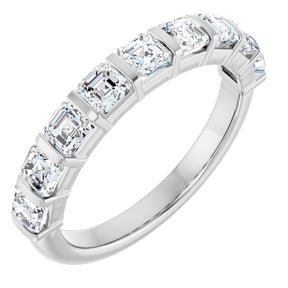 Platinum Asscher Lab-Grown Diamond Bar Channel-Set Anniversary Band – 5/8–1 1/3 CTW