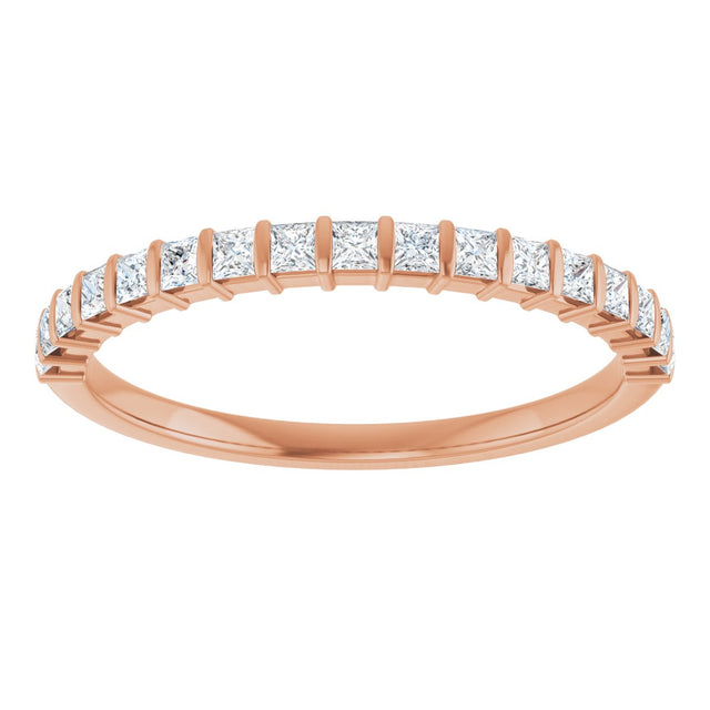 10K Gold Square Lab-Grown Diamond Bar Channel-Set Anniversary Band – 1/3–1 1/5 CTW - Rose Gold - view 3