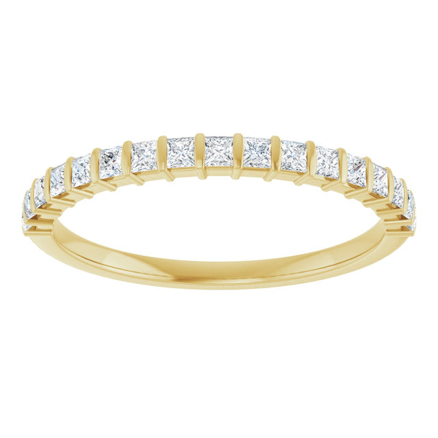 10K Gold Square Lab-Grown Diamond Bar Channel-Set Anniversary Band – 1/3–1 1/5 CTW - Yellow Gold - view 3