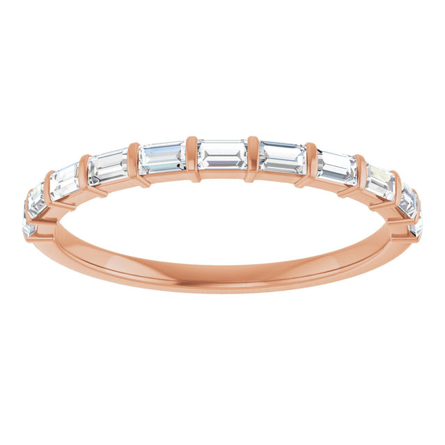 10K Gold Straight Baguette Natural Diamond Bar Channel-Set Anniversary Band – 1/5–5/8 CTW - Rose Gold - view 3
