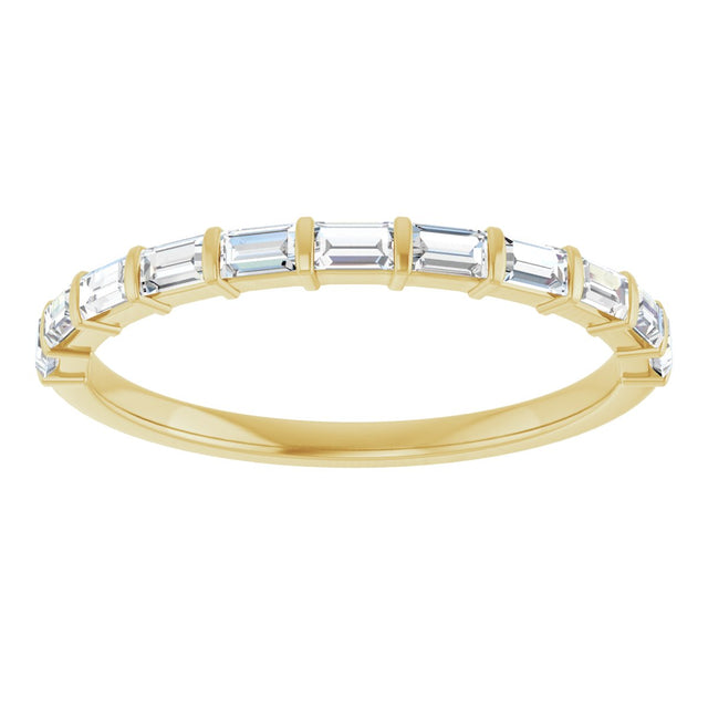 14K Gold Straight Baguette Natural Diamond Bar Channel-Set Anniversary Band – 2.5x1.5 mm Stones - Yellow Gold - view 3