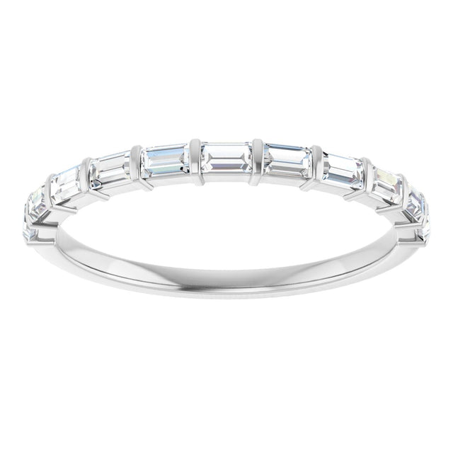 10K Gold Straight Baguette Natural Diamond Bar Channel-Set Anniversary Band – 1/5–5/8 CTW - White Gold - view 3