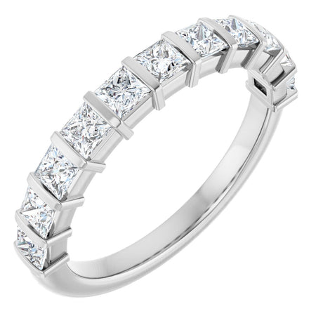 10K Gold Square Natural Diamond Bar Channel-Set Anniversary Band – 3/8–1 CTW - White Gold