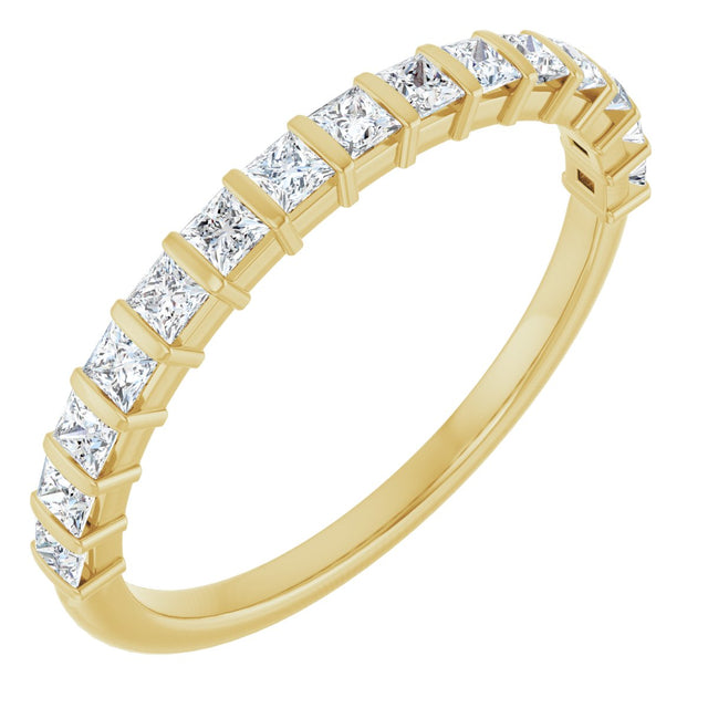 14K Gold Square Lab-Grown Diamond Bar Channel-Set Anniversary Band – 1/3–1 1/3 CTW - Yellow Gold