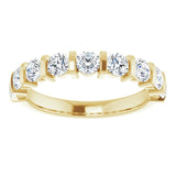 10K Gold Round Natural Diamond Bar Channel-Set Anniversary Band – 3/4–1 1/2 CTW - Yellow Gold - view 3