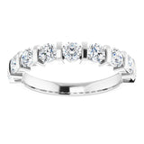 10K Gold Round Natural Diamond Bar Channel-Set Anniversary Band – 3/4–1 1/2 CTW - White Gold - view 3