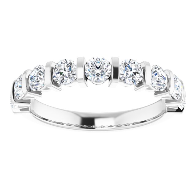 10K Gold Round Natural Diamond Bar Channel-Set Anniversary Band – 3/4–1 1/2 CTW - White Gold - view 3
