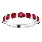 Platinum Round Lab-Grown Red Ruby Bar Channel-Set Anniversary Band - view 3