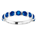 Platinum Round Lab-Grown Blue Sapphire Bar Channel-Set Anniversary Band - view 3