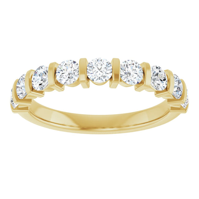 10K Gold Round Lab-Grown Diamond Bar Channel-Set Anniversary Band – 9/10–1 1/3 CTW - Yellow Gold - view 3