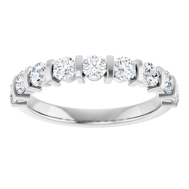 10K Gold Round Lab-Grown Diamond Bar Channel-Set Anniversary Band – 9/10–1 1/3 CTW - White Gold - view 3