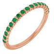 14K Gold Round Lab-Grown Green Emerald Bar Channel-Set Anniversary Band - Rose Gold