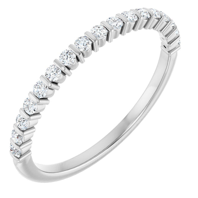 14K Gold Round Natural Diamond Bar Channel-Set Anniversary Band – 1.5 mm Stones - White Gold