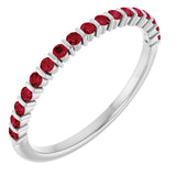 Platinum Round Natural Red Ruby Bar Channel-Set Anniversary Band