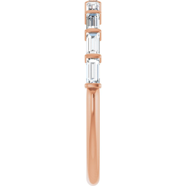 10K Gold Straight Baguette Natural Diamond Bar Channel-Set Anniversary Band – 1/5–5/8 CTW - Rose Gold - view 4
