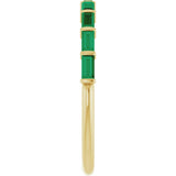 14K Gold Straight Baguette Lab-Grown Green Emerald Bar Channel-Set Anniversary Band - Yellow Gold - view 4