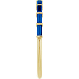 14K Gold Straight Baguette Lab-Grown Blue Sapphire Bar Channel-Set Anniversary Band - Yellow Gold - view 4