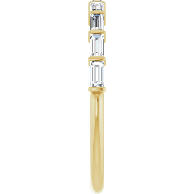 10K Gold Straight Baguette Natural Diamond Bar Channel-Set Anniversary Band – 1/5–5/8 CTW - Yellow Gold - view 4