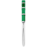 Platinum Straight Baguette Lab-Grown Green Emerald Bar Channel-Set Anniversary Band - view 4