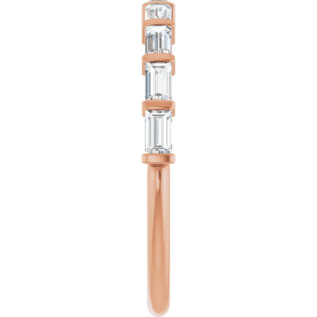 10K Gold Straight Baguette Natural Diamond Bar Channel-Set Anniversary Band – 1/5–5/8 CTW - Rose Gold - view 4