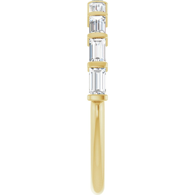 10K Gold Straight Baguette Lab-Grown Diamond Bar Channel-Set Anniversary Band – 1/5–1/2 CTW - Yellow Gold - view 4