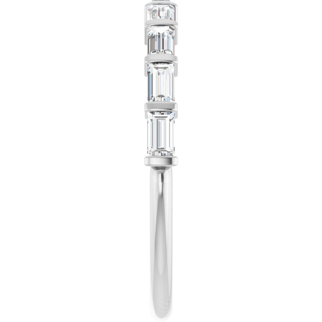 10K Gold Straight Baguette Natural Diamond Bar Channel-Set Anniversary Band – 1/5–5/8 CTW - White Gold - view 4
