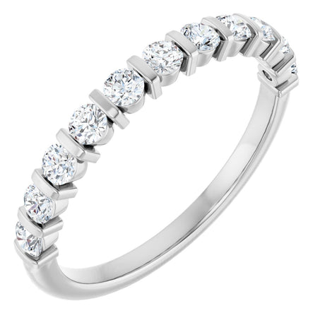 10K Gold Round Lab-Grown Diamond Bar Channel-Set Anniversary Band – 1/5–5/8 CTW - White Gold