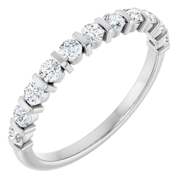 10K Gold Round Lab-Grown Diamond Bar Channel-Set Anniversary Band – 1/5–5/8 CTW - White Gold