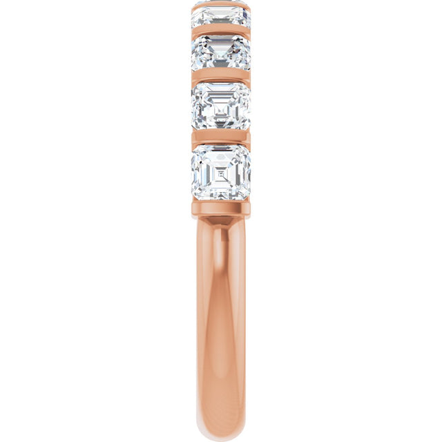 14K Gold Asscher Natural Diamond Bar Channel-Set Anniversary Band – 5/8–1 3/8 CTW - Rose Gold - view 4