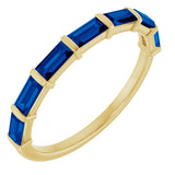 14K Gold Straight Baguette Natural Blue Sapphire Bar Channel-Set Anniversary Band - Yellow Gold