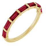 14K Gold Straight Baguette Lab-Grown Red Ruby Bar Channel-Set Anniversary Band - Yellow Gold