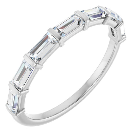 10K Gold Straight Baguette Natural Diamond Bar Channel-Set Anniversary Band – 3/4–1 CTW - White Gold